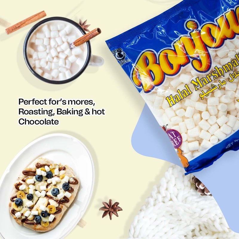 Bonjour Marshmallows for Smores & Halloween Candy - 8.82oz (250 g) Pouch | Fat-Free, Gelatin-Based, Halal, Dye-Free | Soft Vanilla Snack for Roasting & Hot Chocolate - Image 4